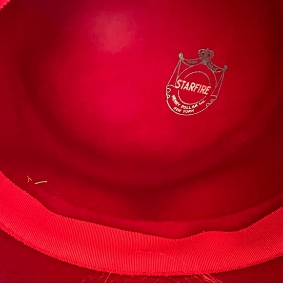 Vintage Netted Red Pillbox Felted Wool Hat by Henry Pollak NY Starfire - Picture 9 of 14